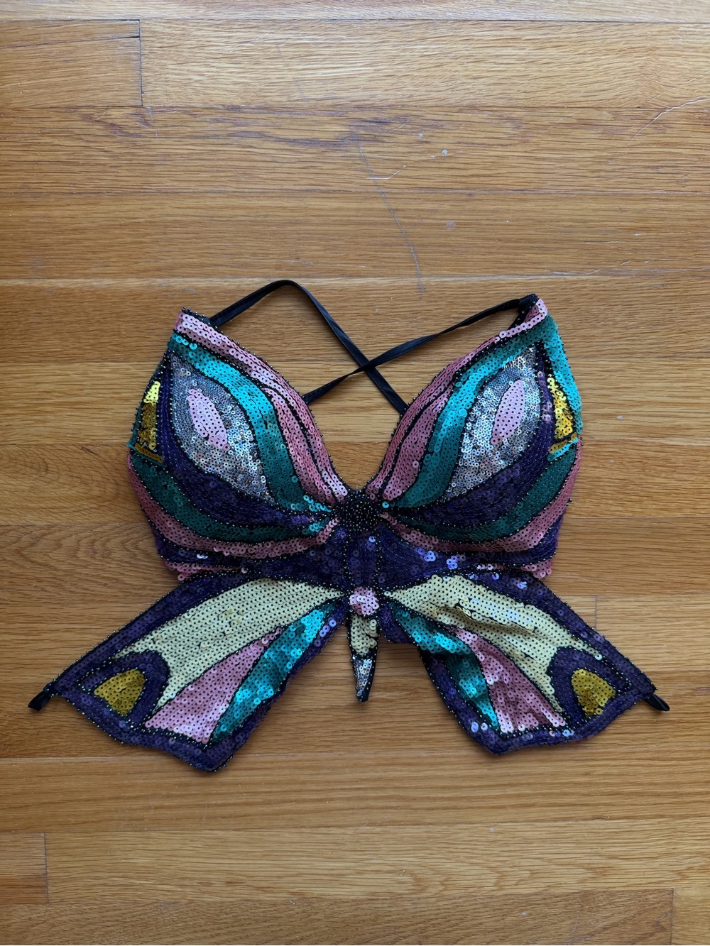Hot & Delicious Multicolor Sequin Butterfly Halter Top - Size M/L